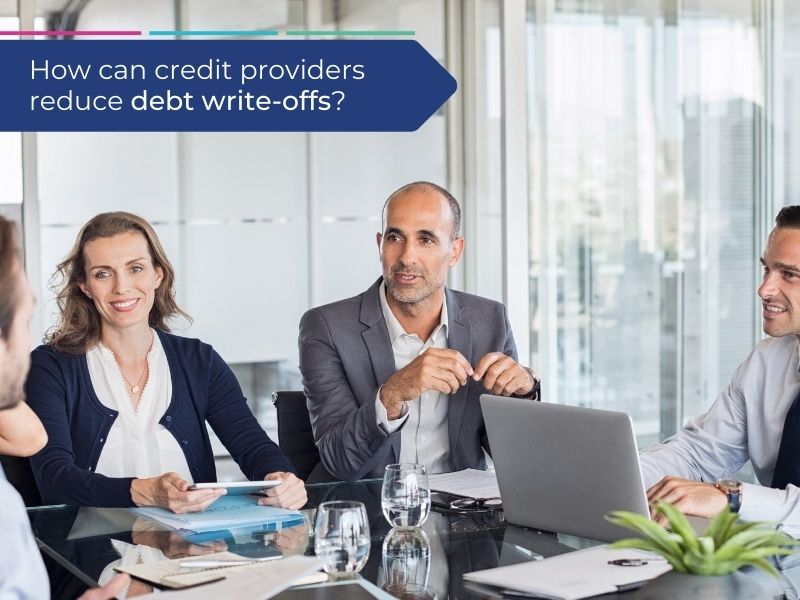 People discussing how credit providers can reduce debt write-offs